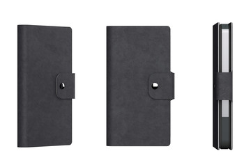Black Leather Mobile Phone Case. 3d Rendering