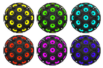 Multicolour Audio Speakers as Sphere. 3d Rendering