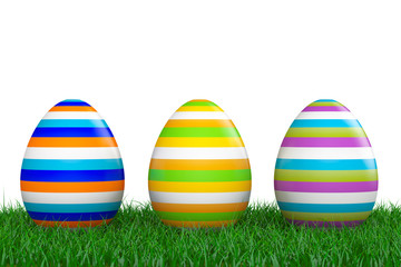 Easter Eggs over Grass. 3d Rendering
