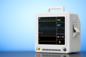 Health care portable cardiac monitoring equipment. 3d Rendering