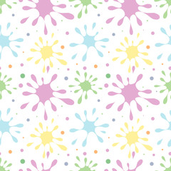 Fototapeta na wymiar Seamless vector pattern with colorful blots on the white background.