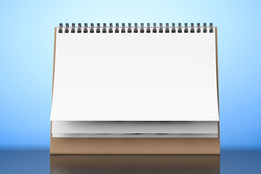 Blank Paper Desk Spiral Calendar. 3d Rendering