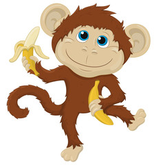 Fototapeta premium Funny monkey with banana.Vector isolated.