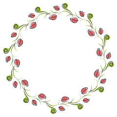 Obraz premium Vector floral frame. Cute border in the shape of circle with decorative roses. Series of Cards, Blanks, Frames and Forms.