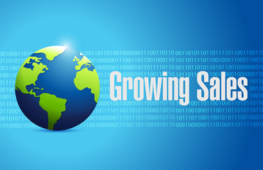 growing sales binary globe background sign concept