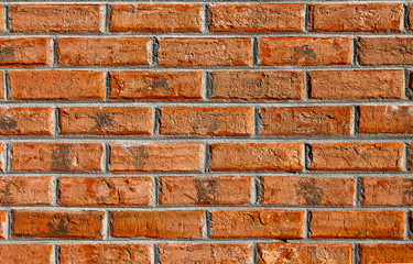 Fototapeta premium Brown Rust Brick Wallpaper: Picture of an exterior brick wall for background, wallpaper or screensaver use.