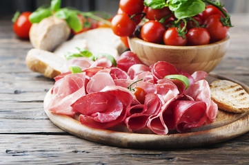 Antipasto with ham and bresaola