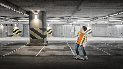 Obraz premium Guy ride skateboard