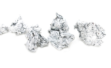 crumpled foil on a white background