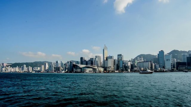 Hong Kong,China-Nov 14,2014: The different view by sailing on the sea, Hong Kong,China 
