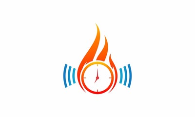 icon logo clock in a fire