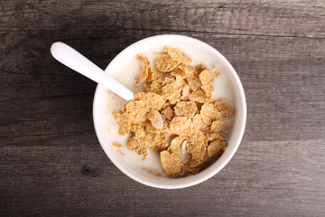 cereal with wood backgroud