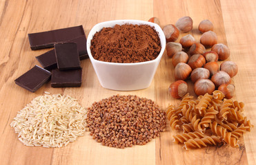 Natural ingredients and products containing magnesium and dietary fiber, healthy nutrition