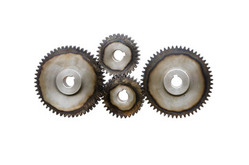 Metal gears isolated on white.