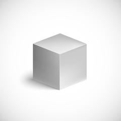 Grey cube on white background.