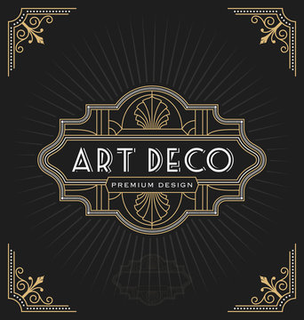 Art deco frame and label design suitable for Luxurious Business such as Hotel, Spa, Real Estate, Restaurant, Jewelry. Vector illustration