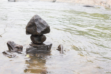 Water stream and waterfall stone with relax mood background
