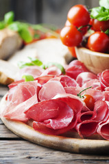 Delicious Antipasto with ham and bresaola