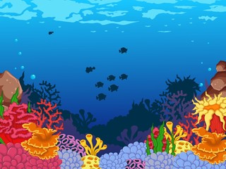 Naklejka na ściany i meble beauty coral and underwater background