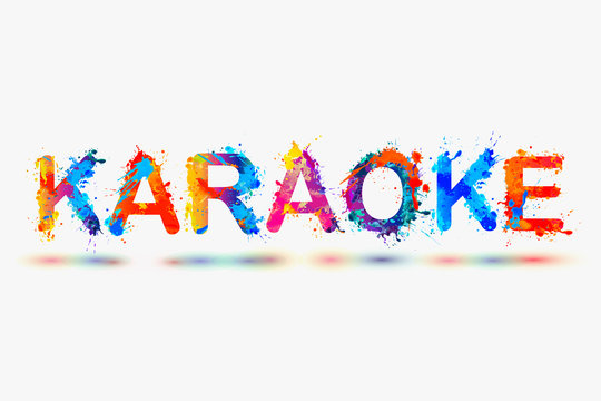 Karaoke. Watercolor splash paint word