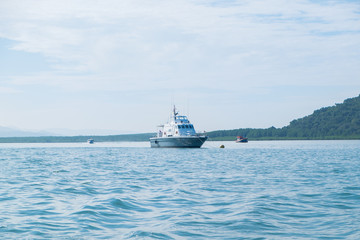 Beuatiful boat on the sea.