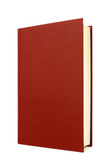 Red hardcover book front cover upright vertical one single isolated on white background photo