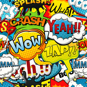 Multicolored comics speech bubbles seamless pattern illustration