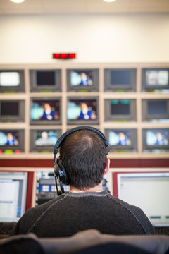 Man working at a television studio