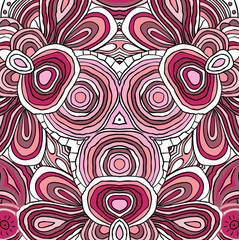 Round symmetrical pattern in pink  and white colors. Mandala. Kaleidoscopic design. Cinco de mayo. Ethnic background.