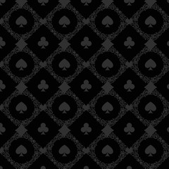 Luxury casino gambling poker background pattern with card symbols