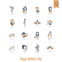 Fototapeta premium Happy Mothers Day Icons
