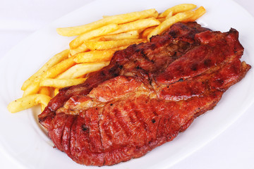 Pork steak with french fries
