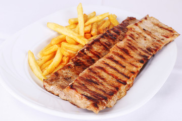 Pork steak with french fries