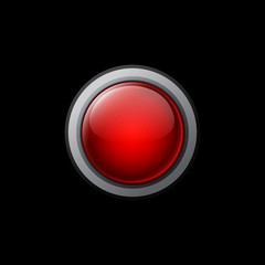 Big red button on a black background. Vector objects for website or printed material.