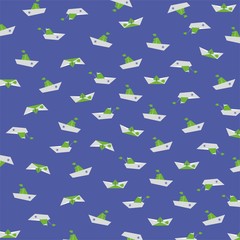 Paper boats - pattern on a dark background.