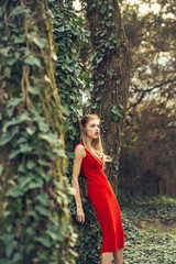 Sensual girl in forest