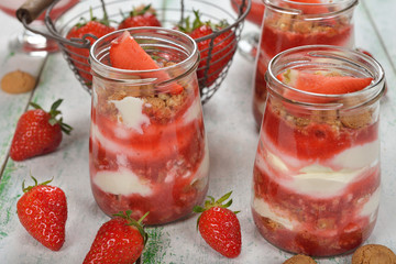 Dessert with strawberries and whipped cream