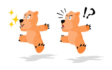 Obraz na płótnie Canvas Jumping Bear in 2 emotion panic and happy 
