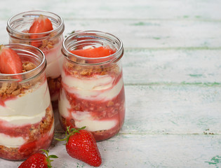 Dessert with strawberries and whipped cream