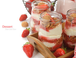 Dessert with strawberries and whipped cream