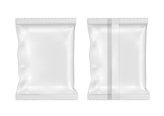 White blank foil food snack pack for chips, candy and other prod