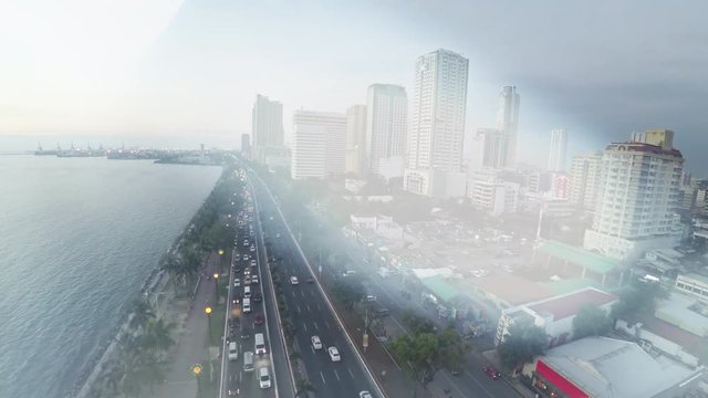 Traffic scene on Roxas Boulevard in Manila