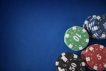 Gambling chips on casino table