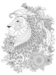 Fototapeta premium lion adult coloring page
