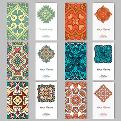 Vector template business card.  Geometric background. Card or invitation collection.  Islam, Arabic, Indian, ottoman motifs.