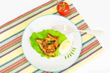 Canned Fish with Eggs on Lettuce