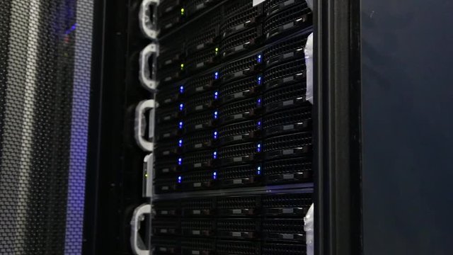 disk storage blades of mainframe in server room