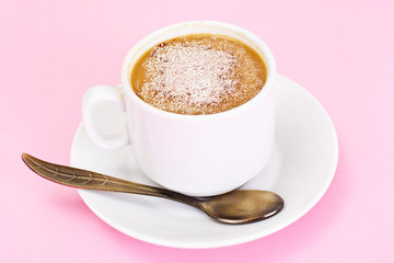 Cup of Coffee with Chocolate on Dark Background in Retro Vintage