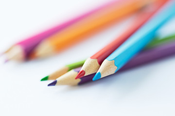 close up of crayons or color pencils