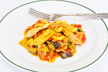 Vegetables in the Asian in Coconut Milk, Grilled Chicken, Soy Sa